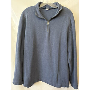 Old Navy Fleece Sweater Mens Large L Blue 1/4 Zip Mock Neck Pullover Sweatshirt